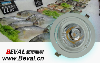超市嵌入式LED水产射灯、海鲜嵌入式射灯、超市天花吊顶海鲜鱼虾射灯